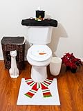 4 Pcs Christmas Santa Bathroom Toilet Seat Cover and Rug Set - White Snowman