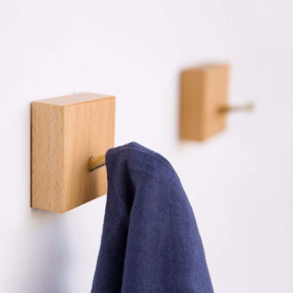 Natural Wooden Coat Hooks - Novelty Decorative Wall Hanger Bathroom Hooks Solid Wood Coat Rack with Brass Hook Wall Mounted Kitchenware Organizer Wall Hooks Handmade Coat Hanger Key Holder,Beech 2pcs