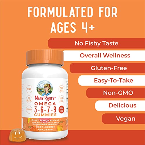 Vegan Omega 3 6 7 9 Gummies by MaryRuth's Up to 4 Month Supply
