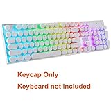 E-Element Keycap 104 Double Shot Injection Backlit Keycaps Retro Typewriter Style for all Gaming Mechanical Keyboards Keycaps with Keycap Remover White Color