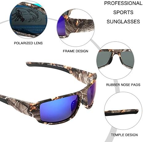 Polarized Sport Sunglasses Camouflage Designer - Unbreakable TR90 frame for Golf Baseball Volleyball Fishing Cycling Driving Running Glasses
