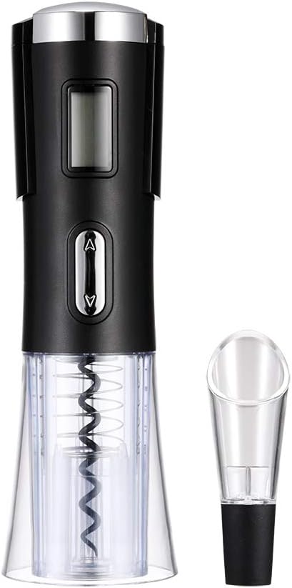 6-Second Electric Bottle Opener, Wine Bottle Opener with Detachable Free-Form Aluminum foil Cutting Machine, Pourer (Elegant Black)