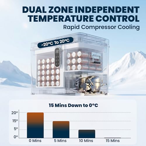 Outsunny 12 Volt Car Refrigerator, Dual Zone 48QT Car Fridge with App Control, 12/24V DC and 100-240V AC, -4℉-68℉, Portable Freezer Compressor for Travel, Truck, Campervan, RV