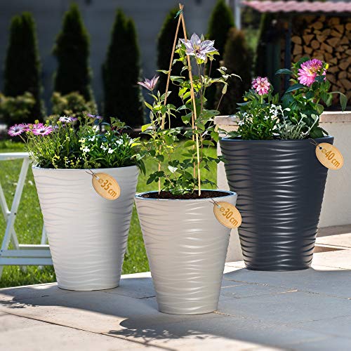 KADAX Blumentopf, Blumenkübel, runder Pflanzkübel für Innen- und Außenbereiche, wetterfester Pflanztopf aus Kunststoff, Übertopf für Blumen, Haus, Garten, Balkon (Ø 40 cm, weiß) – Bild 8