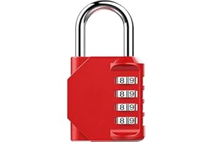 TIPLUSTA Combination Lock 4 Digit, Resettable Locker Lock,Waterproof Metal Combination Padlock for School Gym Locker, Sports Locker, Fence, Toolbox, Gate and Storage- Easy to Use and Set (Red)