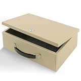 Dalmbox Portable Fire Safe Box with Key Lock, 13.2”x 11”x 5.1'', Fire Resistant Metal Storage Box, Lock Box for Documents, Safety Deposit Box for Home, Outside, Car, X Large, Sand