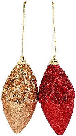 Gold and red Christmas ornaments set,pack of 4 fancy sequins home decor