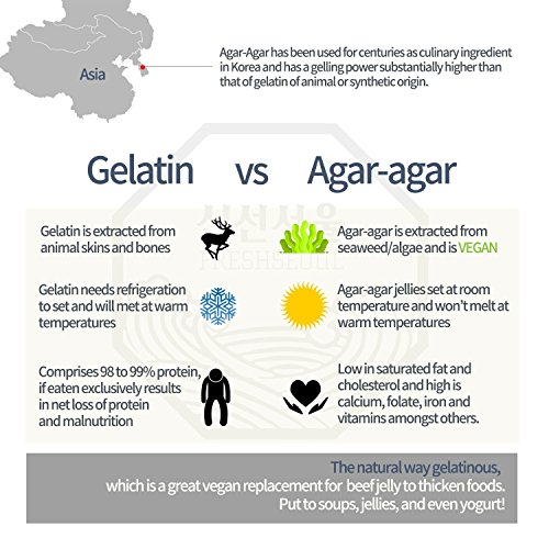 Freshseoul natural agar agar powder 3.5 oz (with stainless measuring Teaspoon) Vegetable Gelatin Dietary Fiber 100% Natural Pure from Sea - Thumbnail 3