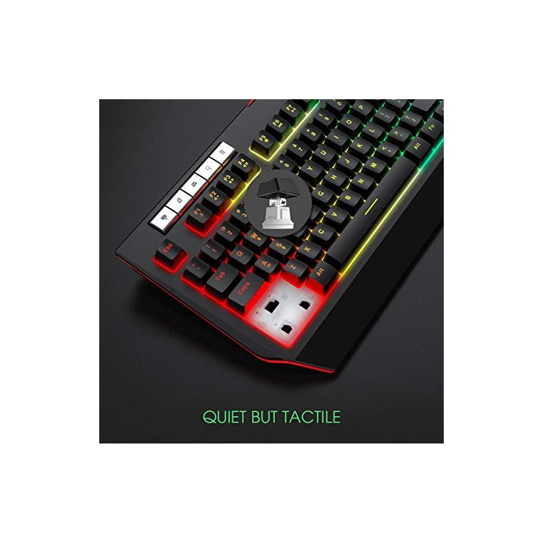 PICTEK Gaming Keyboard with Phone Holder and Volume Wheel,【2020 RGB