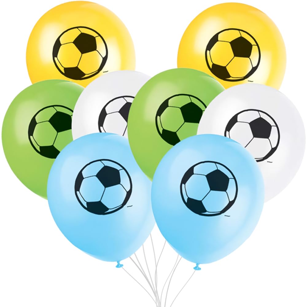 Assorted Color 3D Soccer Latex Balloons (30cm) 8 Count - Perfect for Sports-Themed Parties & Celebrations, 12"