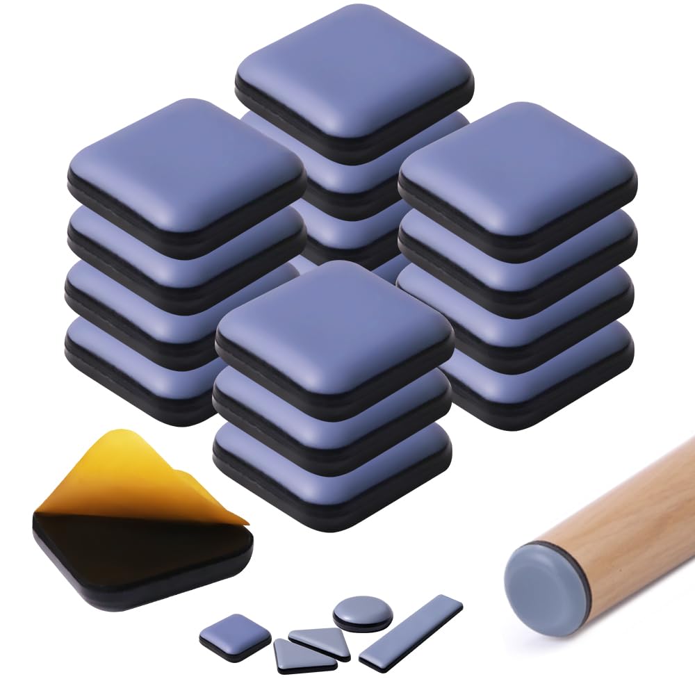 Furniture Sliders For Carpet And Hardwood Floors Adhesive Furniture Glides Self-Stick Furniture Sliders pads (square25mm, 16)
