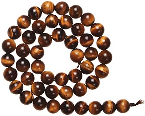 8mm Round Semi Precious Gemstone Beads 48 Pieces (Tiger Eye)