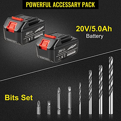 VEVOR Akkuschrauber, 20 V 2 Ah Akku Schlagbohrmaschine 35 Nm Maximales Drehmoment Akku Schlagschrauber mit 2 Batterien… – Bild 7