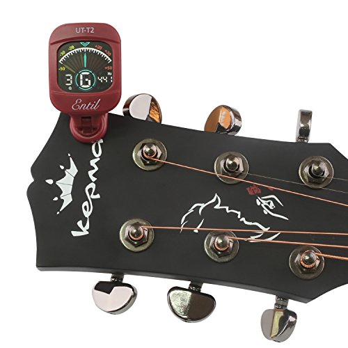 Guitar Tuner Full Color Display Electronic Digital & Chromatic Clip On Tuner for Guitar, Bass and Violin Lovers (Guitar tunner-Red)