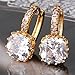 GULICX Attractive White CZ Clear Zircon Yellow Gold Tone Lady Stunning Bridal Hoop Earring