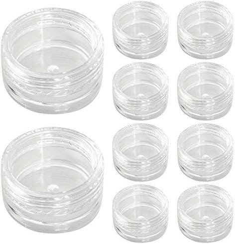Clear, Empty, 5 Gram (5 ML) Plastic Pot Jars, Cosmetic Containers Samples,Round Screw Cap Lid Top For Cream Makeup Eye Shadow Nails Powder Jewelry,Gems, Beads