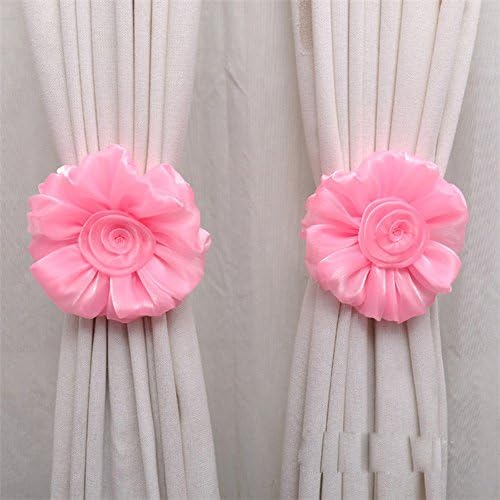 FUA® 1Pair Rose Flower Clamp Hook Fastener Window Curtain Tieback Buckle (A)