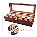 JINDILONG Watch Case for Men 5 Slot with Glass Top Solid Wood Watch Storage Organizer Display Box, Best Present for Birthday,Valentine's Day, Wedding, Christmas and New Year