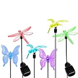 Solar Garden Lights Outdoor, 6-pack OxyLED Figurine Stake Light, Color Changing Decorative Landscape Light LED Solar Powered Hummingbird Butterfly Dragonfly for Patio Yard Pathway Halloween Christmas
