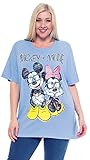 Disney Plus Size T-Shirt Mickey & Minnie Mouse Glasses Glitter Print Blue 1X