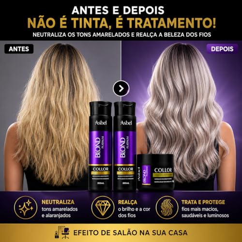 Asbel Kit Blond Platinum Shampoo Condicionador Máscara 300g