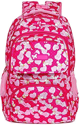 OnlineWorld Water-Resistant Casual School/College Backpack for Girls/Women (Pink & White)