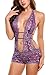 Avidlove Sexy Lingerie One Piece Bodysuit Lace Babydoll Mini Women Teddy Purple Medium