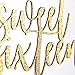 NANASUKO 16th Birthday Cake Topper - Sweet Sixteen - Double Sided Gold Glitter - Premium Quality Made in USA