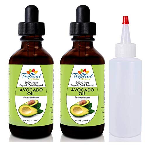 100% Pure Natural Avocado Oil 4 oz - 2 Pack With Applicator Bottle by Tropical Holistic
