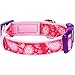 Blueberry Pet 5 Patterns Soft & Comfy Paisley Flower Print Girl Neoprene Padded Adjustable Dog Collar, Hot Pink, Small, Neck 12