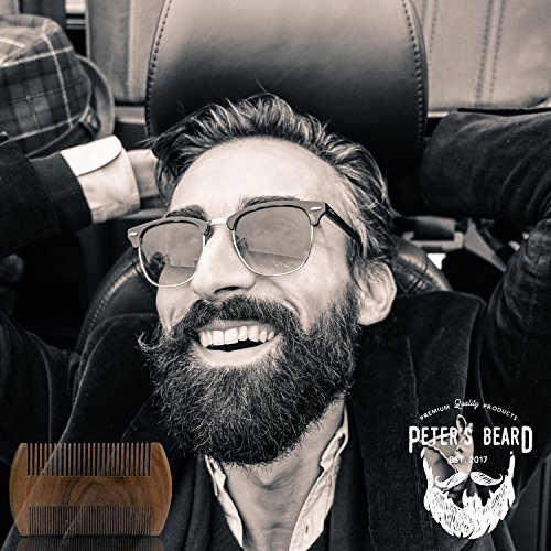 Beard Comb and Brush Set for Men - Wooden Beard Comb Sandalwood Beard Comb - Natural Horse Hair Bristle Brush - Perfect for Beard Balms & Oils – Soften and Condition Itchy Beards - 2 Year Warranty - Thumbnail 4