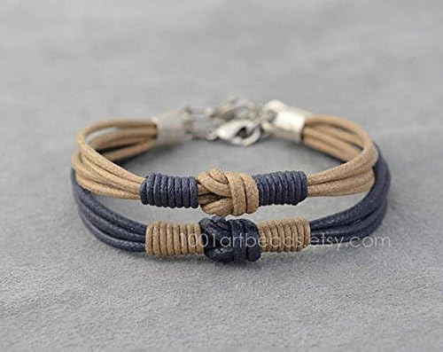 Anniversary Gift for Couple, 2nd Anniversary Gift, His and Her Couple Bracelet, Love Knot Long distance Bracelet Set