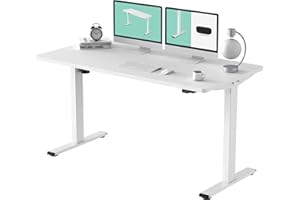 FLEXISPOT EC1 Electric White Standing Desk Whole Piece 55 x 28 Inch Desktop Adjustable Height Desk Home Office Computer Workstation Stand up Desk (White Frame + 55" White Top)