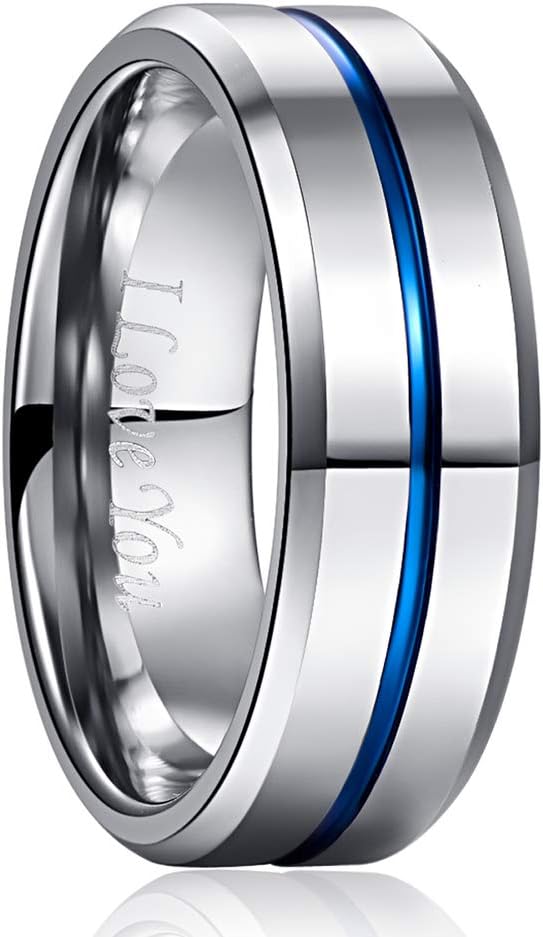 NUNCAD 6mm/8mm Tungsten Carbide Ring Gold/Silver/Black Tungsten Wedding Band Ring for Women Men Engagement Ring Matte Finish Beveled Edges Comfort Fit Size L 1/2 to Z+3