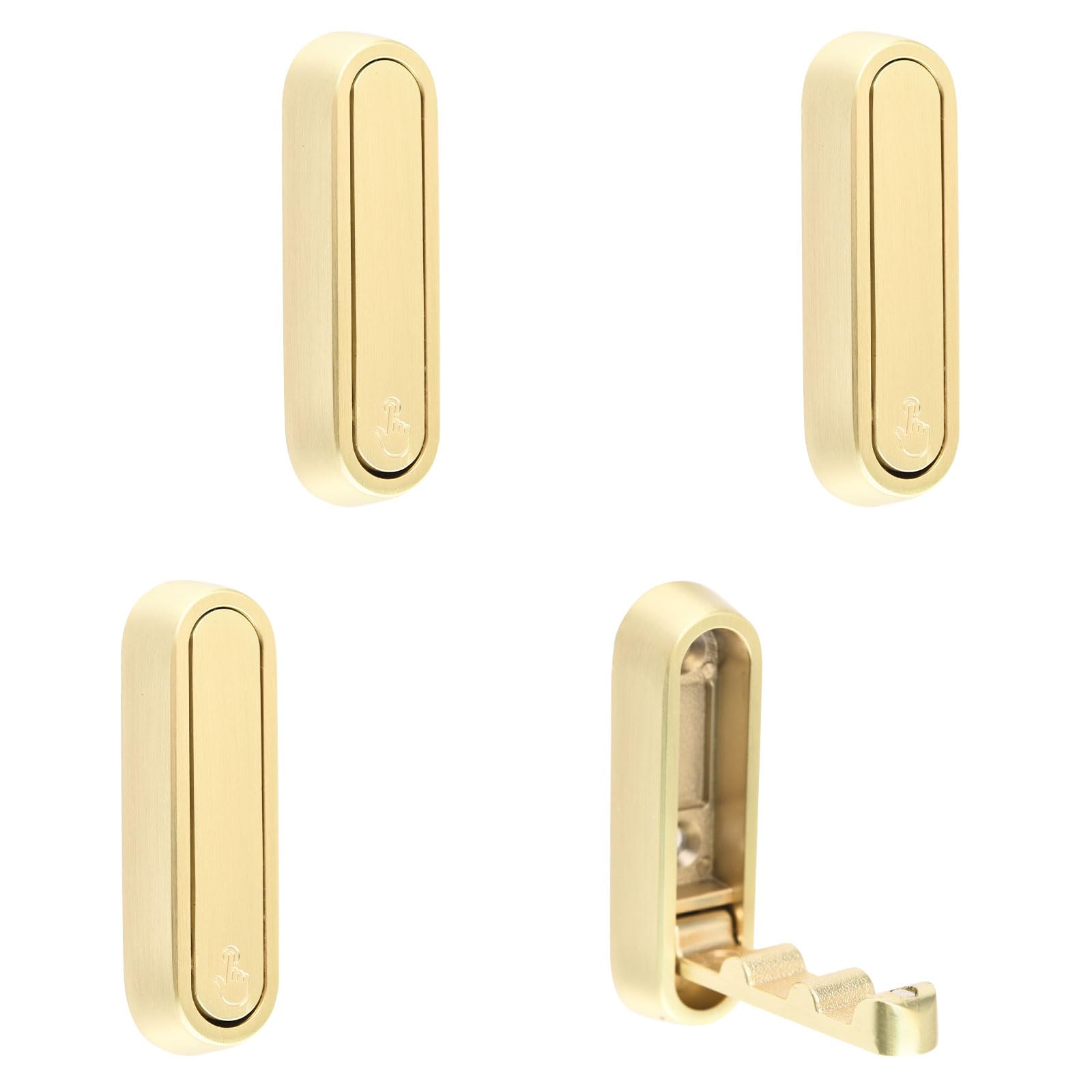 MOROBOR 4pcs Elliptical Folding Wall Hook Non-Slip Heavy Duty Foldable Coat Hook Zinc Alloy Wall Hanger for Hanging Coat Bags Backpack Towel(Brushed Copper)