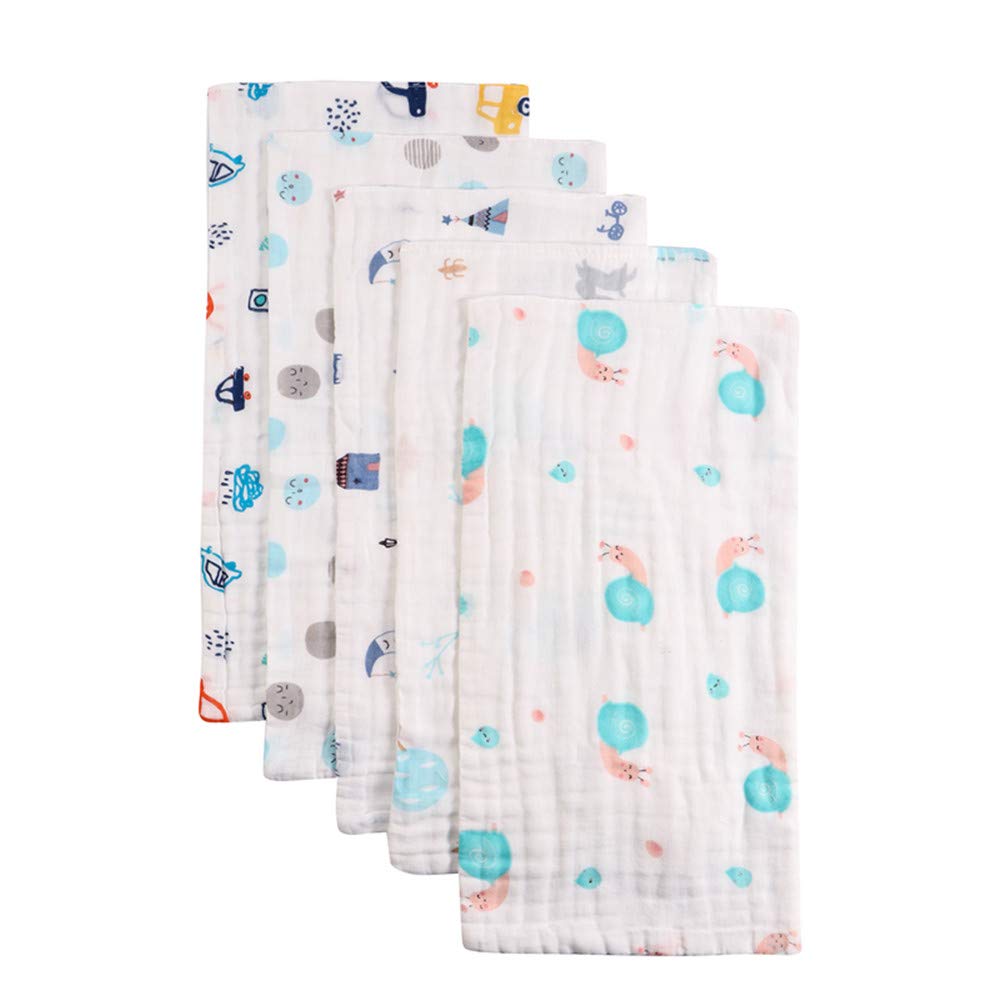 Muslin Burp Cloths Baby Burp Clothes - Baby Burp Cloth for Boy Girls Thicken Muslin Burp Rags Bibs 6 Layers Large 20''x10'' 100% Cotton Hand Washcloths Soft Absorbent by norinori (5 Pack): Kitchen & Dining