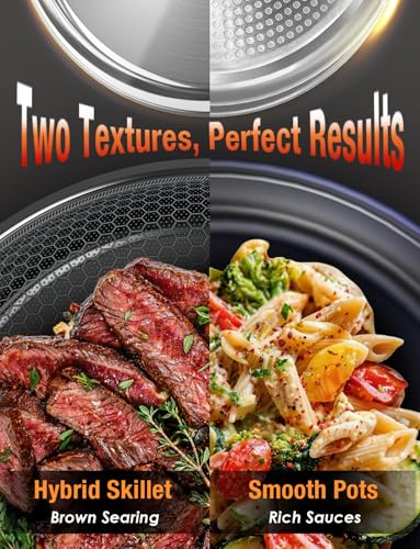 DUXANO Ceramic Pots and Pans Set Non Stick, 2026 Upgraded Hybrid Frypan, 1.5&2 QT Saucepans with Lid, Oil-less Cooking, PFAS Free Non Toxic, Induction Ready,Oven&Dishwasher Safe,Removable Handle,12PC