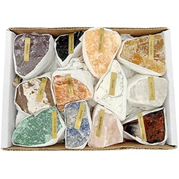 Natural Gemstone Mix 1.5-2 lbs Full Box Approx. 10-15 Pieces - Mixed Gemstone Clusters - Rough Stones Crystals