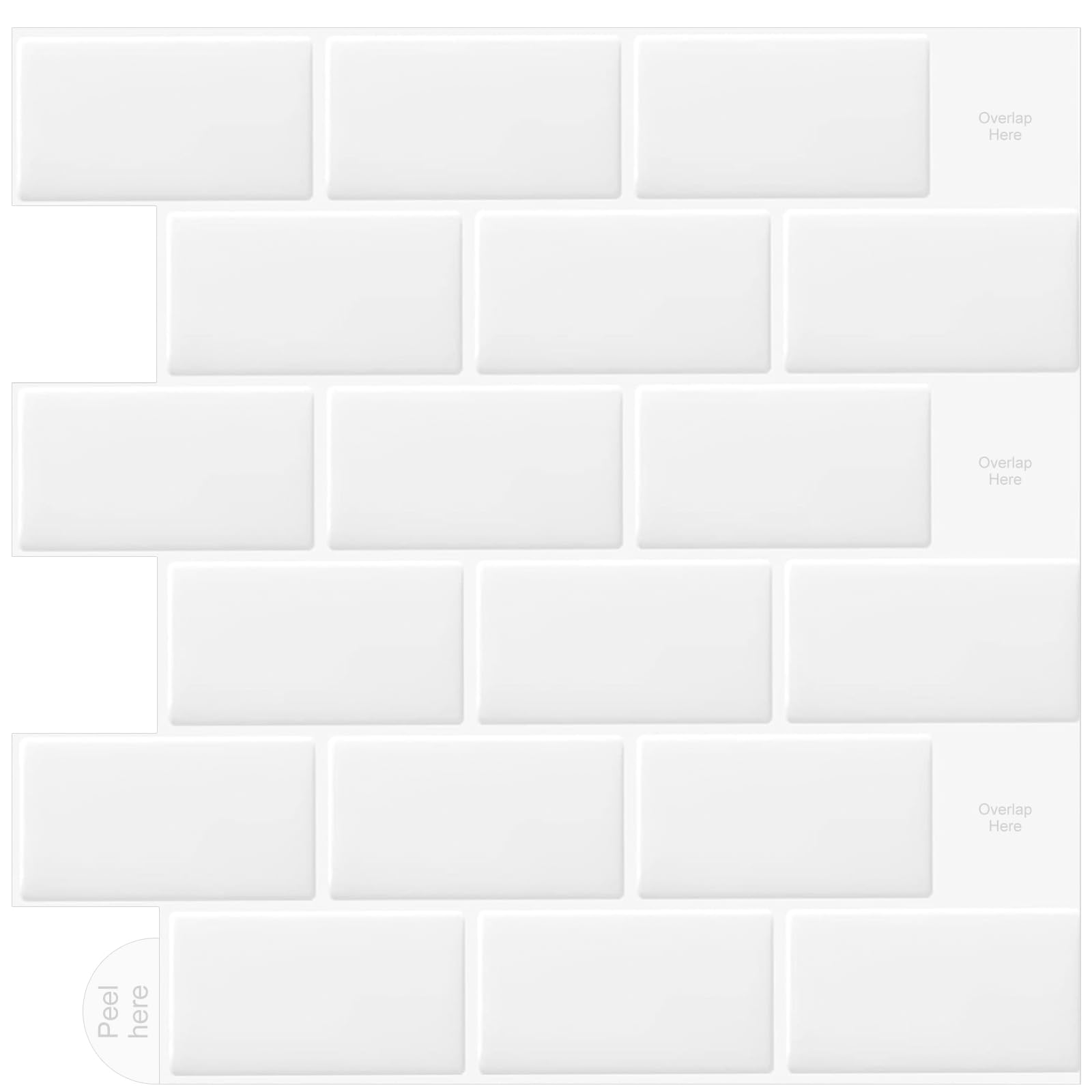 WoStick 10-Sheets 3D Self Adhesive Peel and Stick Wall Tiles, Splashback & Metro Subway Tiles for Kitchen & Bathroom (30.5x30.5cm)