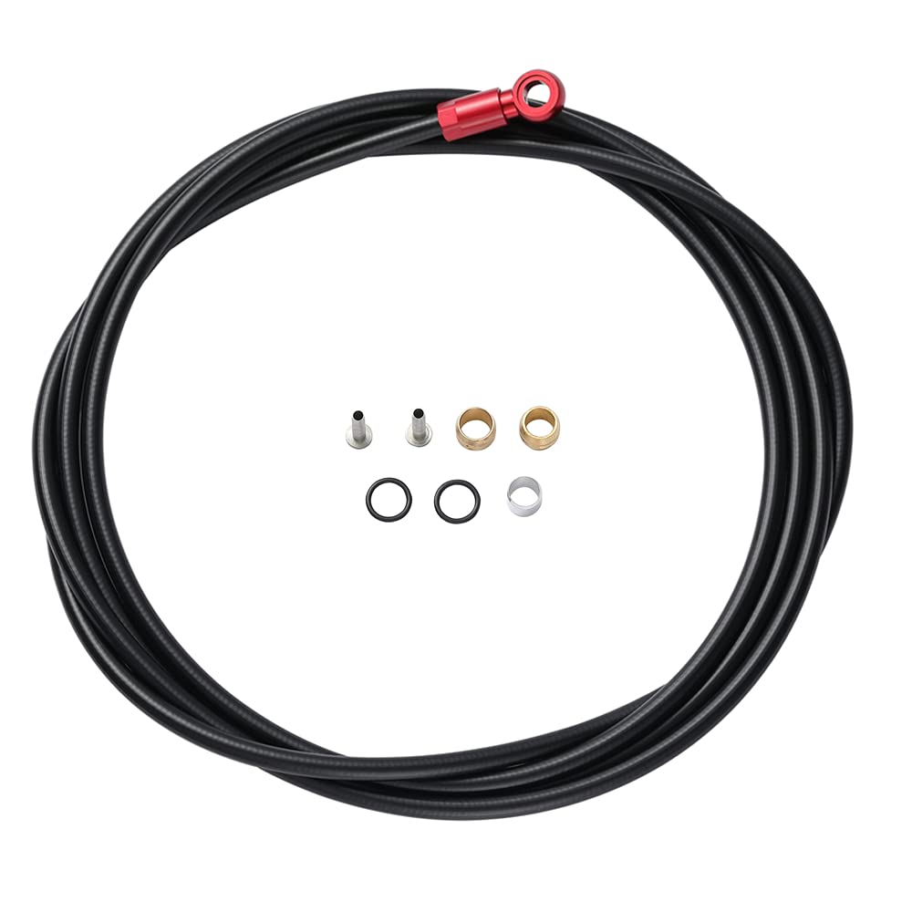 Icreopro 2000mm Bicycle Hydraulic Disc Brake Hose Kit for Shimano BH90 System, Including Banjo Adapter, Red/Gold/Silver
