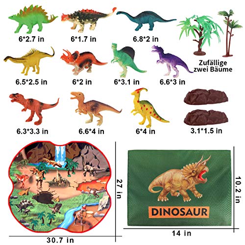 GILOBABY kid dinosaurier spielzeug mit 2 in 1 spielmatte & bäume & felsen, pädagogisches lernen dino modell spielzeug… – Bild 8