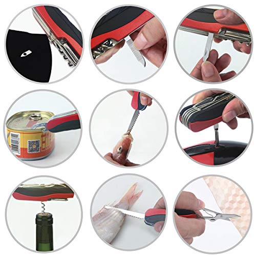 morpilot Coltello Svizzero e Pietra Focaia Set 15 in 1 Coltello Multiuso e 5 in 1 Fire Starter con Fischietto e Bussola per Il Campeggio, Escursioni e Emergenza