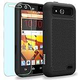 ZTE Maven / Overture 2 / Z810 / Z812 / Z813 Case, INNOVAA Smart Grid Defender Armor Case W/ Free Screen Protector & Touch Screen Stylus Pen - Black