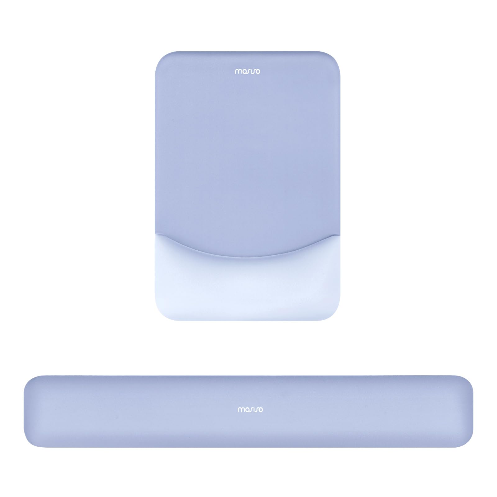 Photo 1 of MOSISO Wrist Rest Support for Mouse Pad&Keyboard Set, Rectangular Ergonomic Mousepad Non-Slip Base Home/Office Pain Relief&Easy Typing Pad with Neoprene Cloth&Raised Curved Memory Foam, Slate Blue