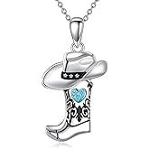 Cowboy Boot Hat Necklace 925 Sterling Silver Vintage Cowboy Pendant Western Jewelry For Women Men