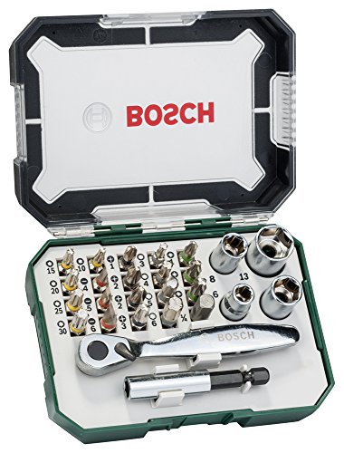 Bosch  Conjunto de 26 unidades para atornillar (con vasos y llave de carraca)