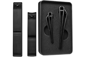 OHOO Nail Clippers Set Sharp Black Nail Cutter Fingernail Toenail Clipper with Case Large and Small 2 Piece (Black case)