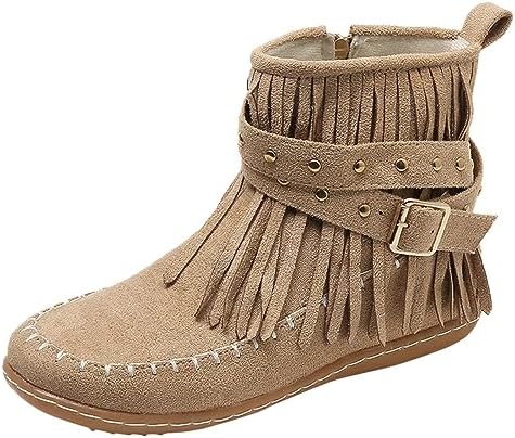 Amazon.com | EIYEI Women Microsuede Ankle Booties with Western Tassels, Side Zipper, 1.5 Inch Heel display picture 1