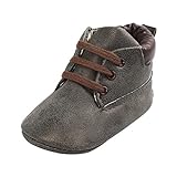 Voberry Toddler Baby Boy's Leather Sneaker Shoes Lace up Snow Boots Warm (12~18 Month, Dark Gray)