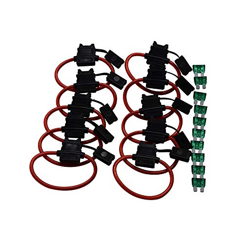10 pack-In line fuse holder 12AWG cable with 10pcs of 30A Standard Spade fuses ideal for car truck maintenance!